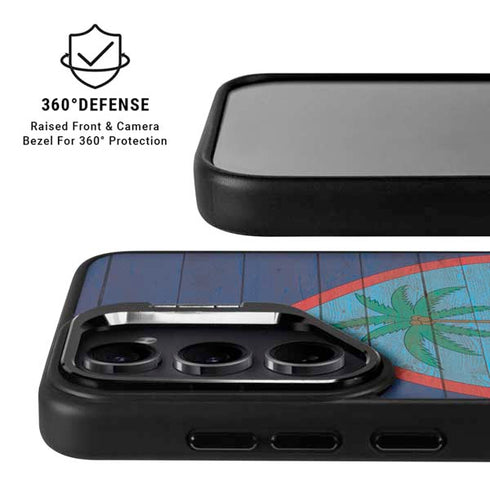 Guam Flag Dark Wood Galaxy S24 Kickstand Case